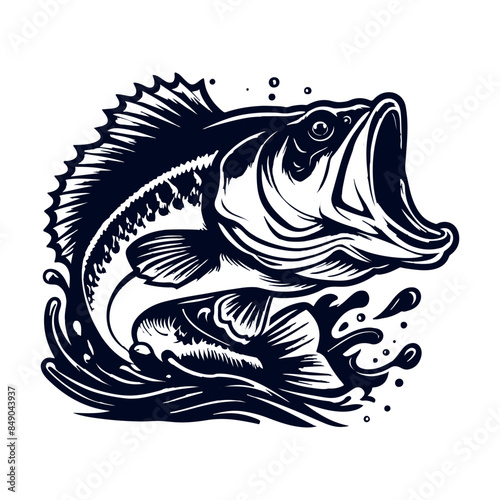 Fishing silhouette Flat design fish, fisherman, Generative Ai