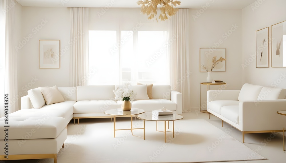 white and gold theme modern interior