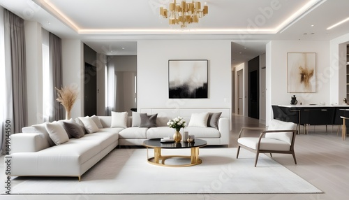 white and gold theme modern interior