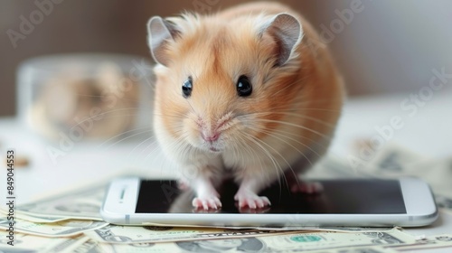 Hamster kombat game on cryptocurrency mining, concept of mini games on cryptocurrency earning photo