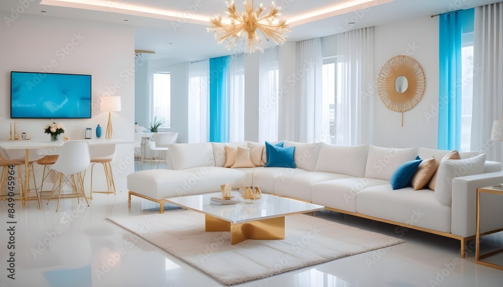 white and gold theme modern interior