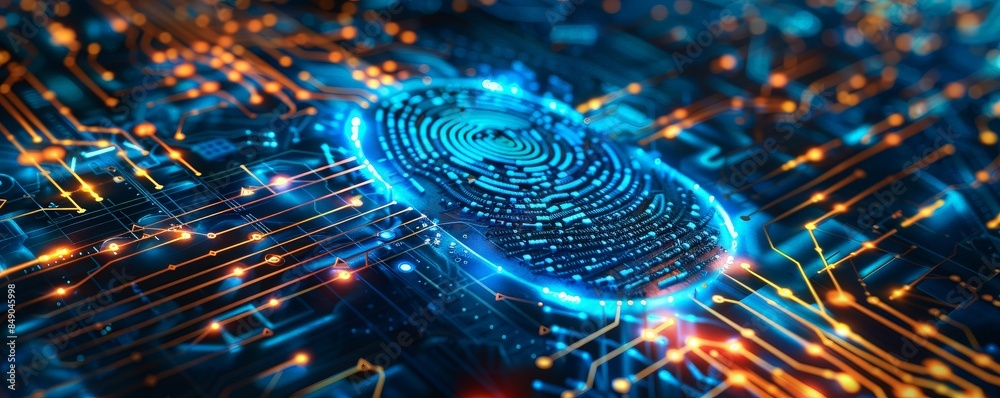 Abstract digital fingerprint with glowing lines. Abstract digital fingerprint with glowing lines.