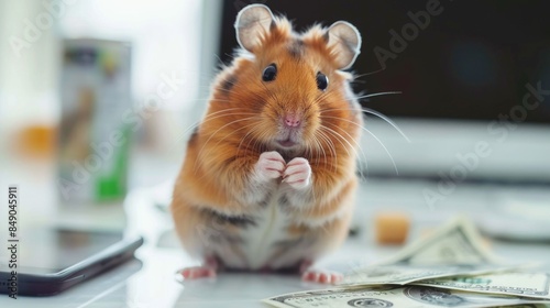 Hamster kombat game on cryptocurrency mining, concept of mini games on cryptocurrency earning photo