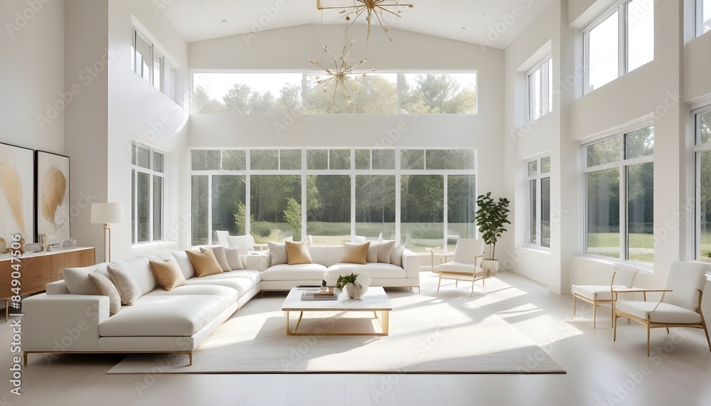white and gold theme modern interior