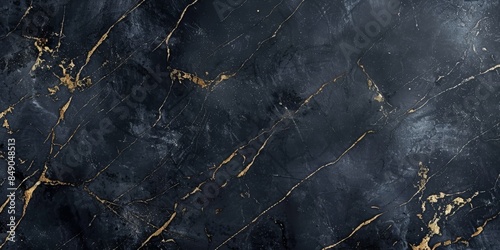 High-resolution black marble texture with golden veins and abstract designs, ideal for modern decor. photo