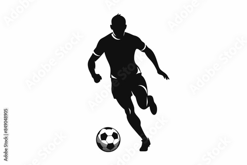 Soccer Player Black Silhouette on White Background,soccer, football, ball, sport, player, game, kick, illustration, play, vector, athlete, team, people, goal, competition, silhouette, footballer, acti