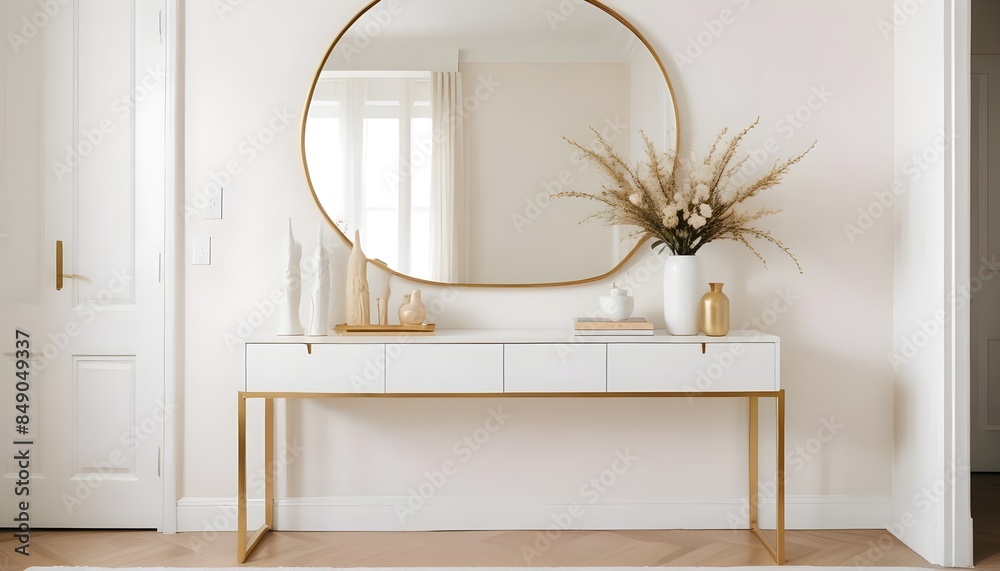 white and gold theme modern interior