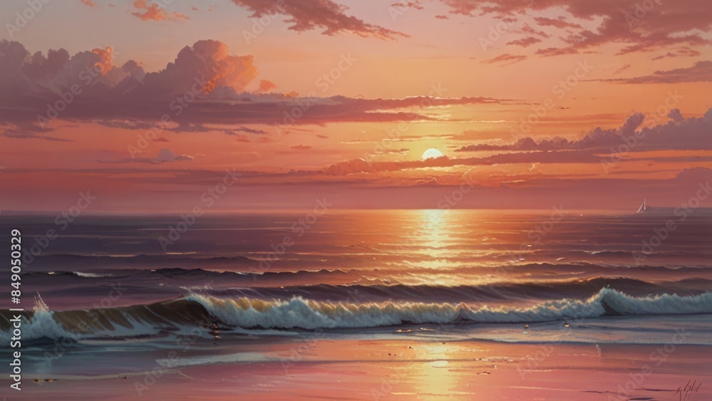 Fototapeta premium Great sunset horizon over the ocean