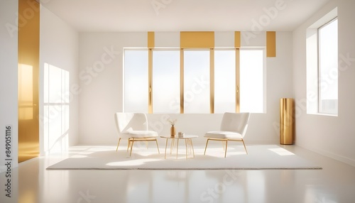 white and gold theme modern interior