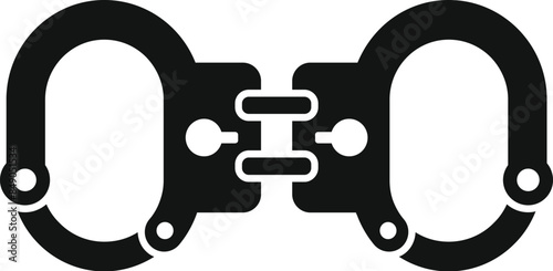 Steel handcuffs closed and locked representing law enforcement and the justice system