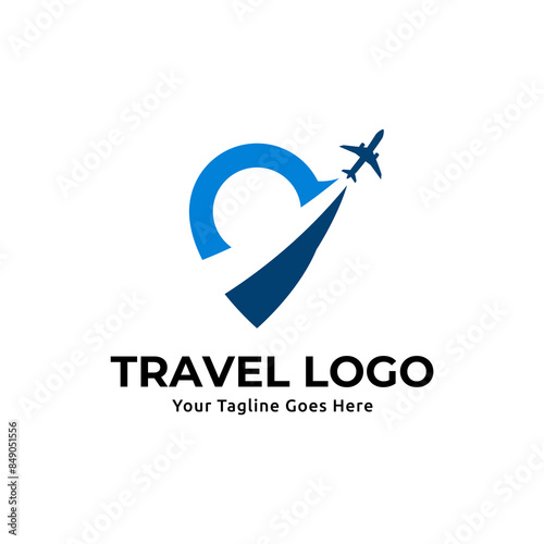 Pin map illustration for travel icon logo design