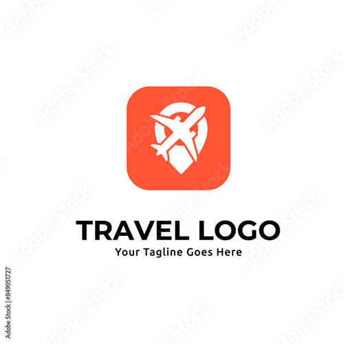Pin map illustration for travel icon logo design