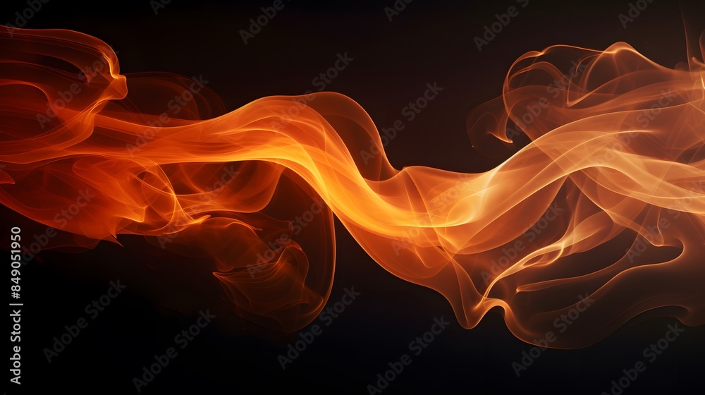 Fototapeta premium Orange smoke on black background