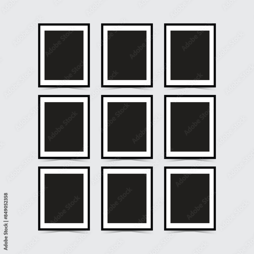 Nine Photo frame blank set with white background Nine Photo frame blank set with white background
