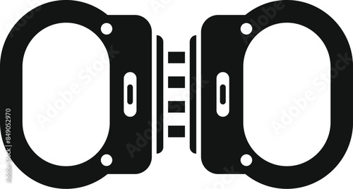 Black metal handcuffs locking mechanism depicting law enforcement and security concept