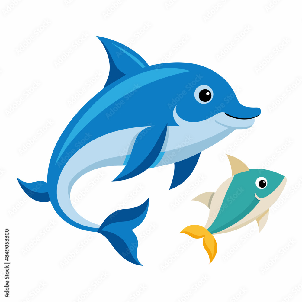 Fototapeta premium shark cartoon isolated on white