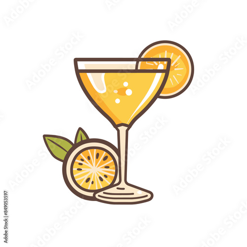 Cheerful citrus cocktail illustration with refreshing lemon slice