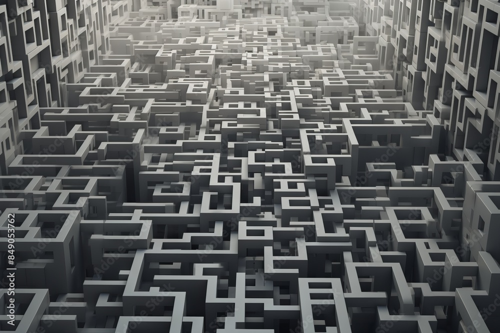 A challenging black and white maze with intricate paths and a sense of mystery. A challenging black and white maze with intricate paths and a sense of mystery.