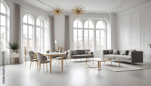 white and gold theme modern interior