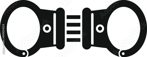 Black silhouette of metal handcuffs, a symbol of law enforcement and detention
