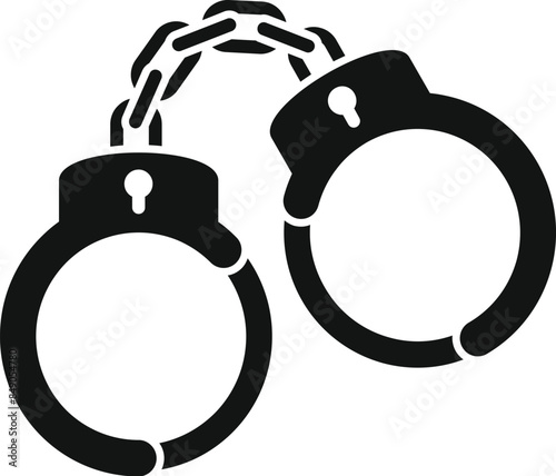 Pair of handcuffs for arresting criminals, police equipment for detaining suspects