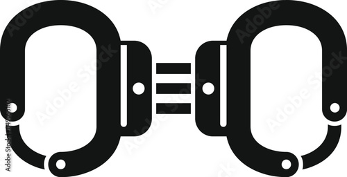 Black metal handcuffs are closed, representing the concept of arrest and detention