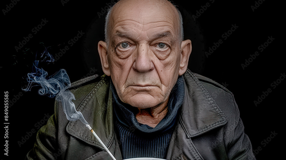 Elderly Man with a Gray Beard and Hat Smoking a Cigarette Capturing the Intricate Details of His Wrinkled Face and the Swirling Smoke in a Striking Portrait Wallpaper Digital Art Poster Brainstorming Elderly Man with a Gray Beard and Hat Smoking a Cigarette Capturing the Intricate Details of His Wrinkled Face and the Swirling Smoke in a Striking Portrait Wallpaper Digital Art Poster Brainstorming