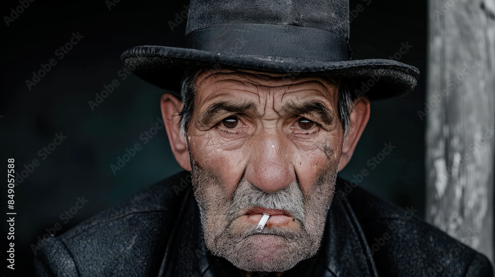 Elderly Man with a Gray Beard and Hat Smoking a Cigarette Capturing the Intricate Details of His Wrinkled Face and the Swirling Smoke in a Striking Portrait Wallpaper Digital Art Poster Brainstorming Elderly Man with a Gray Beard and Hat Smoking a Cigarette Capturing the Intricate Details of His Wrinkled Face and the Swirling Smoke in a Striking Portrait Wallpaper Digital Art Poster Brainstorming