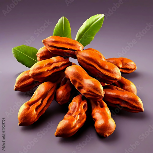 Tamarind fruit with white background