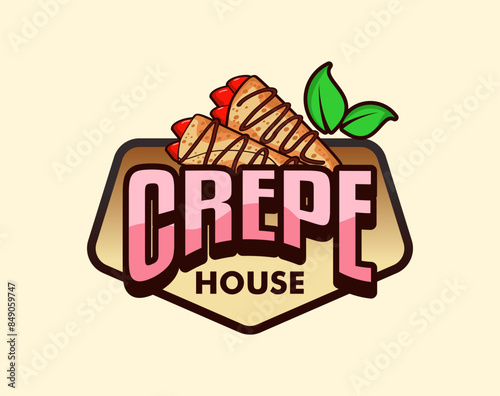 crepe logo sticker banner vector illustration template
