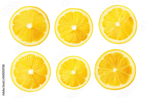 The Citrus Symphony: Halved Lemons Unveiling Their Zesty Secrets on a Clear PNG or White Background.