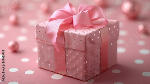 Pink Polka Dot Gift Box with Satin Bow © sri