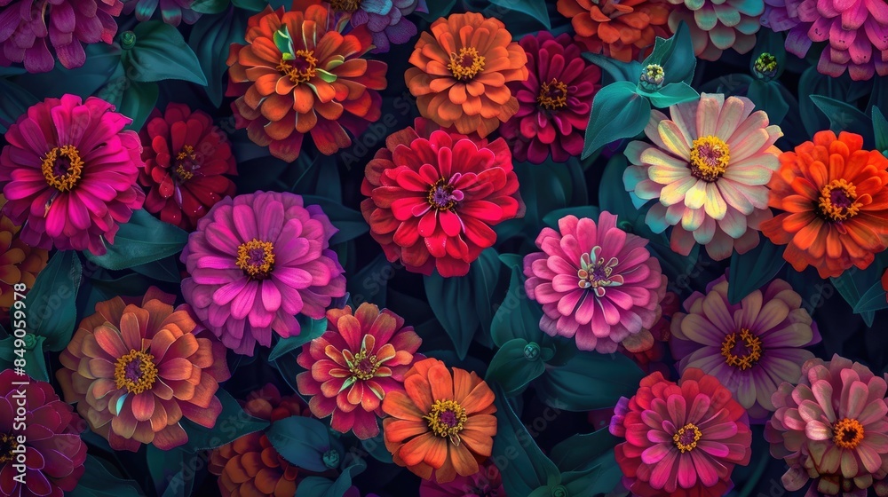 Colorful and vibrant pink zinnias Colorful and vibrant pink zinnias