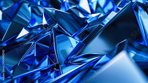 Blue geometric crystals with sharp edges © Oksana