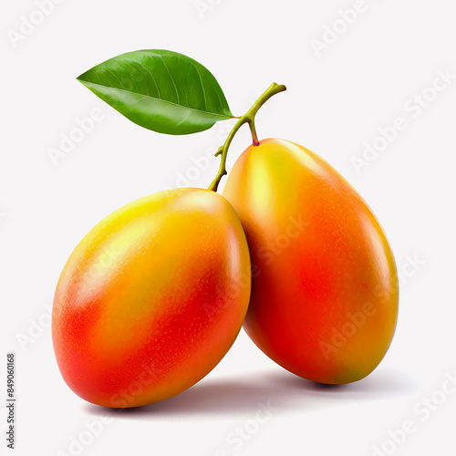 Two mangos fruit with white background
