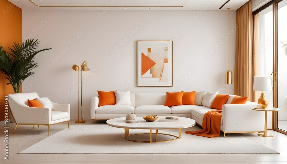 white and gold theme modern interior