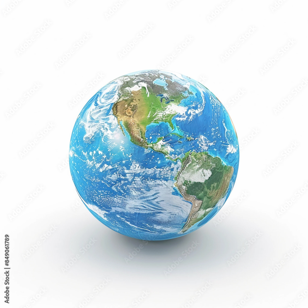 The Globe Earth 3d model planet concept white background