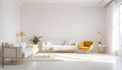 white and gold theme modern interior