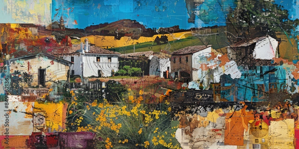 Abstract Collage of Farm Life with Cow Abstract Collage of Farm Life with Cow