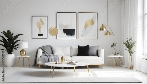 white and gold theme modern interior