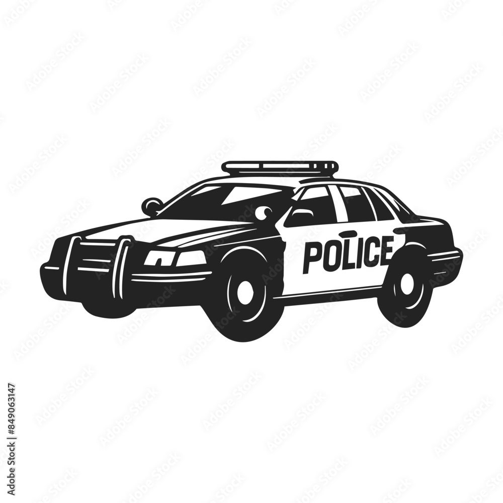 Monochrome Police Car Silhouette Vector Design Monochrome Police Car Silhouette Vector Design