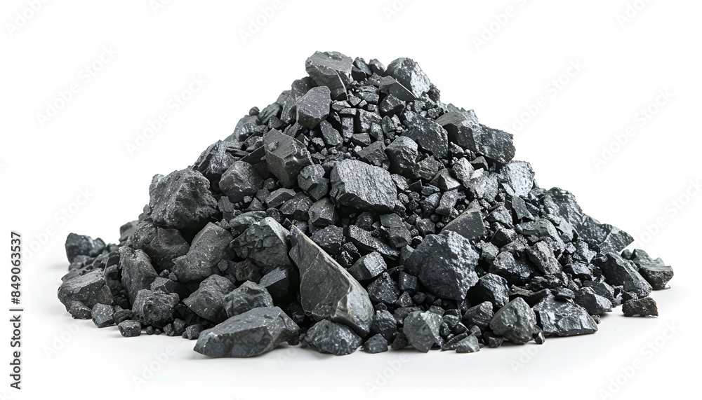 Obraz premium Heap of coal isolated on white. Mineral deposits