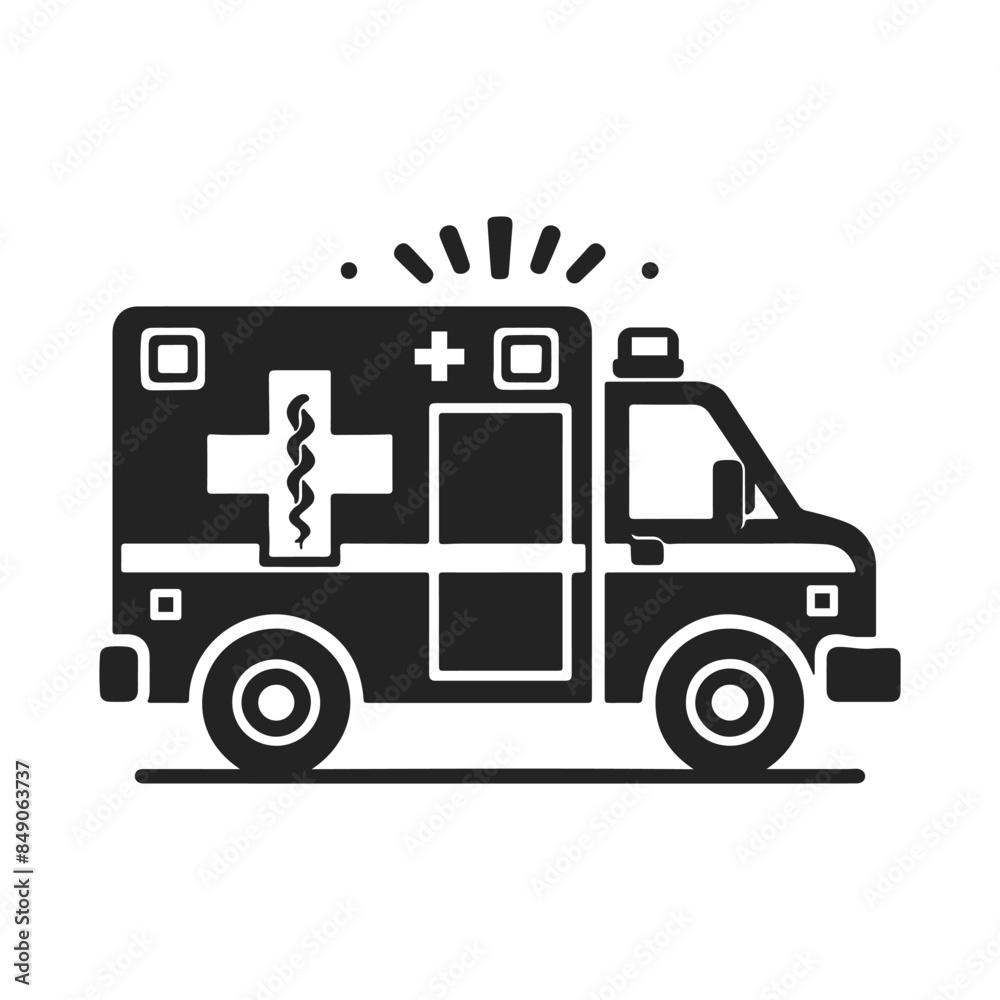 Monochrome Ambulance Silhouette Vector Design Monochrome Ambulance Silhouette Vector Design