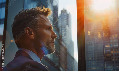 A businessman standing in a...
