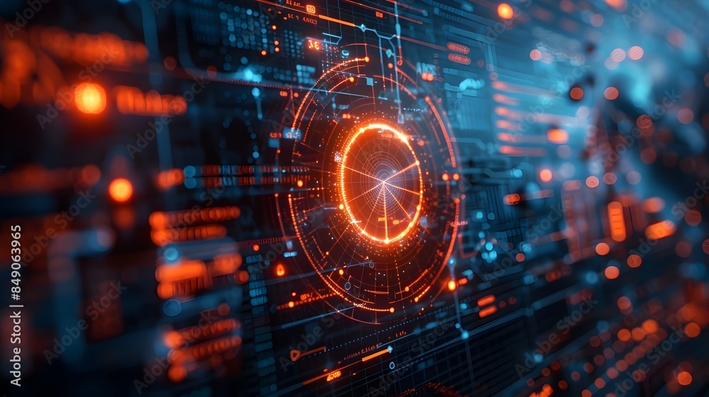 Digital Heist Plan on Hacker s Futuristic Cyber Security Interface Digital Heist Plan on Hacker s Futuristic Cyber Security Interface
