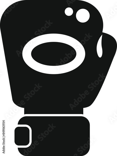 Black boxing glove for punching in boxing match isolated on white background