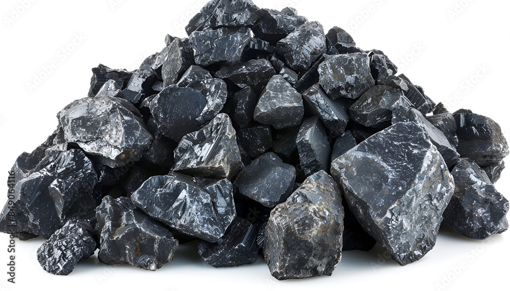Heap of coal isolated on white. Mineral deposits Heap of coal isolated on white. Mineral deposits