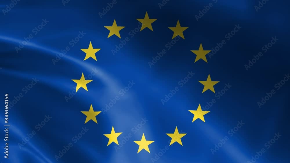 The flag of Europe in the wind. Detailed fabric texture. The flag of Europe in the wind. Detailed fabric texture.