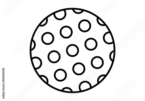 Icono negro de pelota de golf en fondo blanco