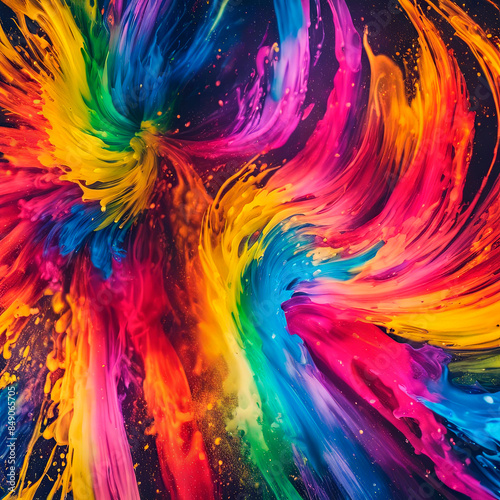 Wallpaper Mural spiral rainbow color ink splash background, vibrant. Torontodigital.ca